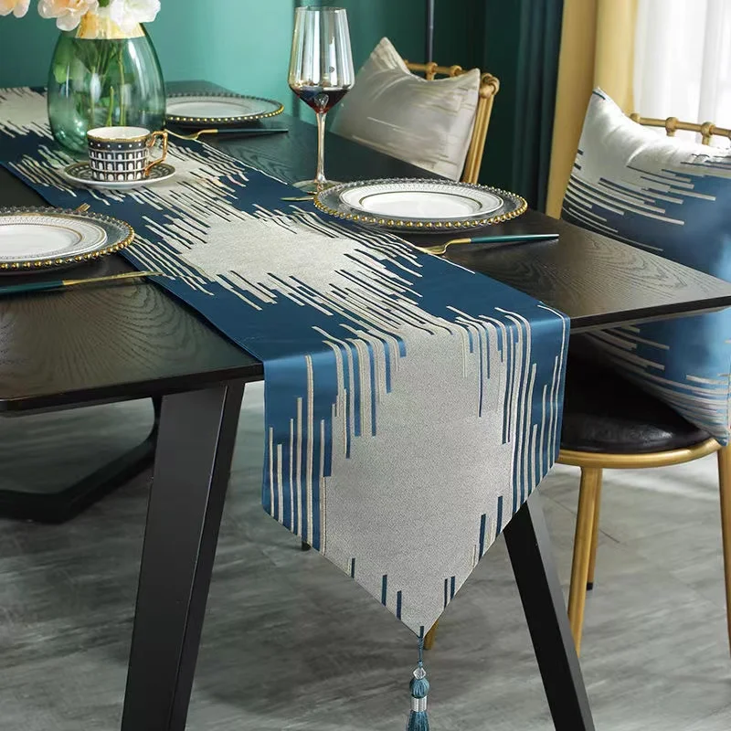 

PEIDUO Modern Satin Table Runner Track On The Table Nordic Table Track Elegant Table Runner For Wedding Decoration 32*210 Blue