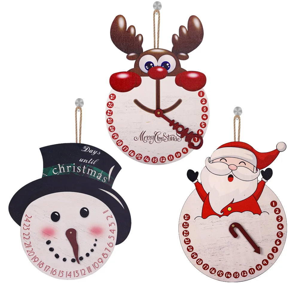 

Christmas Wooden Pendant Interior Decoration Venue Layout Christmas Tree Snowman Clock Door Hanging Ornaments Holiday Supplies