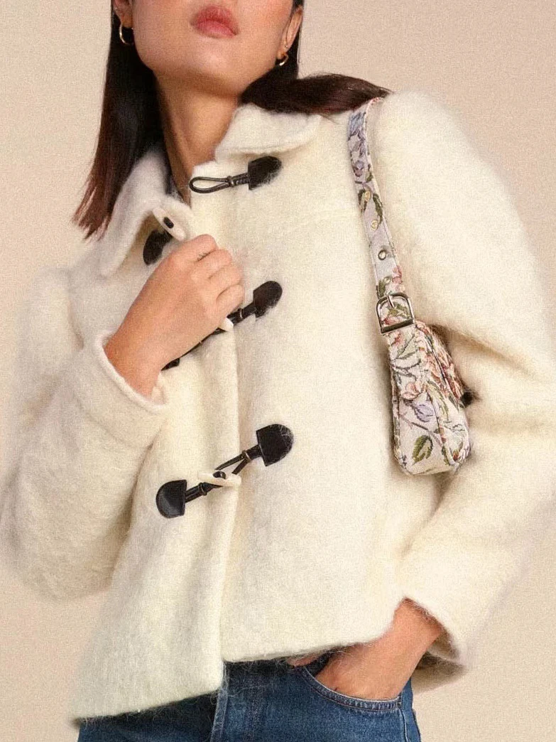

Buttons Wool Blend lapel Knitted Sweaters Women Long Sleeves fall winter Pullovers Top Fashion Casual Cozy Street Female Tops