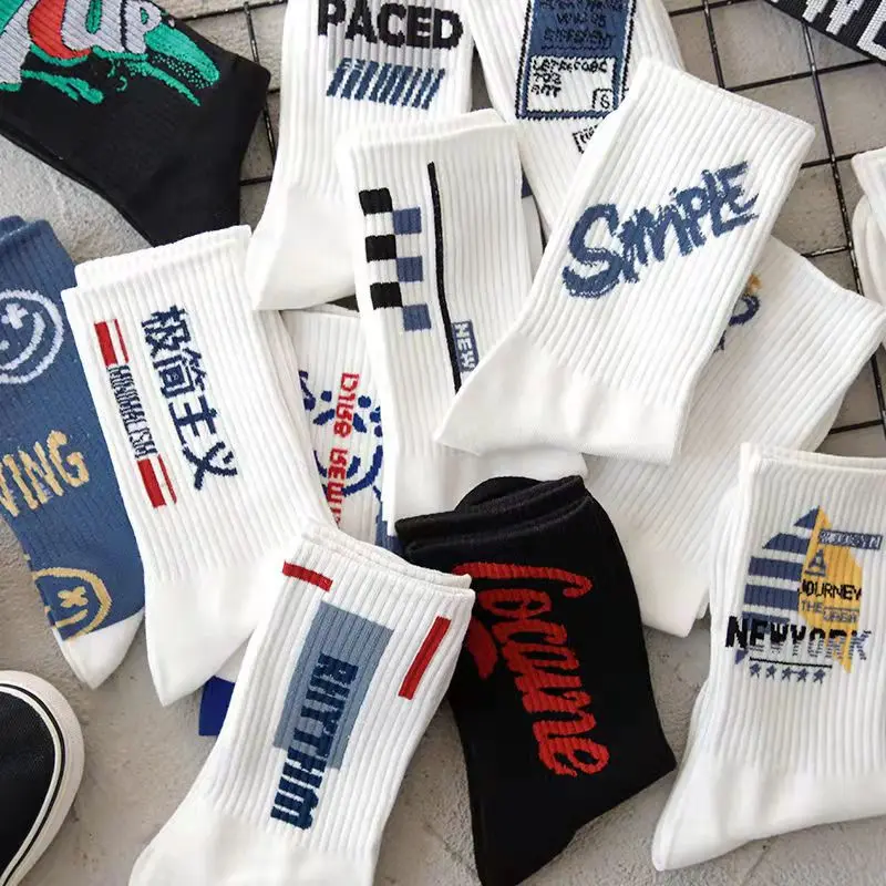 5 Pairs Cotton Socks Men Socks Set Fashion Harajuku Cartoon Socks Sports Run Stocking Funny Monster Socks Women Socks Wholesale