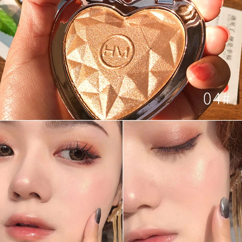 

1Pcs Highlighters Makeup Powder Natural Shimmer Highlighter Palette High Pigments Heart Shape Glitter Illuminator Cosmetics