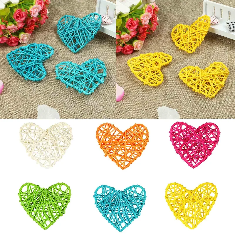 

6pcs Heart Shaped Rattan DIY Balls Vase Filler Twig Ornament for Valentine's Day Christmas Wedding Baby Shower Wedding Party