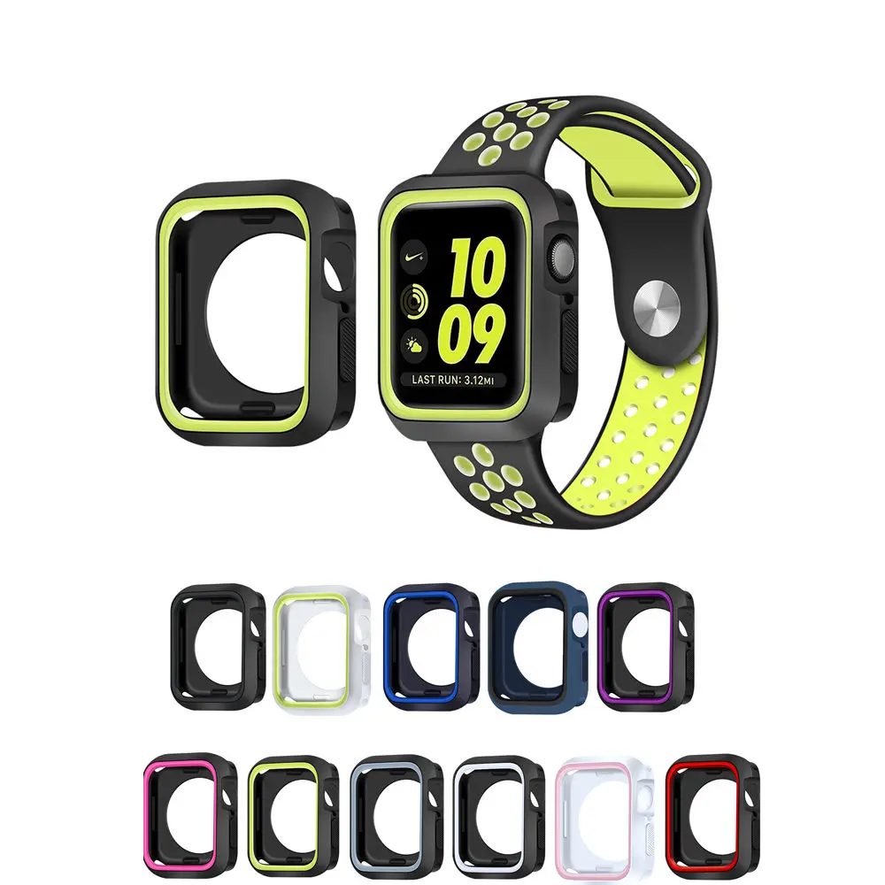 Silicone cover For Apple Watch case series 7 6 SE 5 4 3 2 1 bumper screen protection IWatch 45MM 44MM 42MM 41MM 38MM 40MM |
