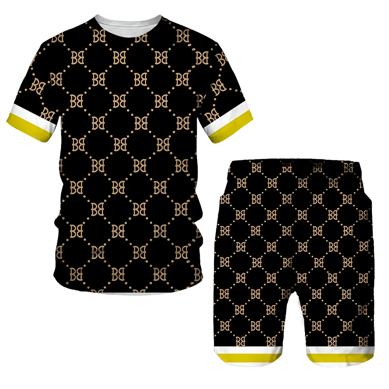 Luxury 3D Printing Men Tracksuit Men's Oversized Clothing T-shirt Shorts outfits Sets Streetswear Male Tshirt Set Summer Beach