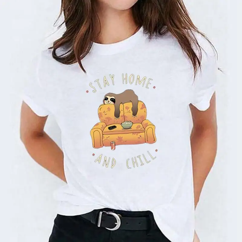 

Funny Stay Home and Chill Print T Shirt Women Tops Fashion Summer Harajuku Shirt Tee Shirt Femme Casual Tshirt Camiseta Mujer