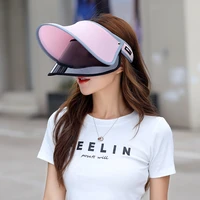 women summer sun visor wide brimmed hat beach hat adjustable uv protection female cap packable double layer protection sun hat