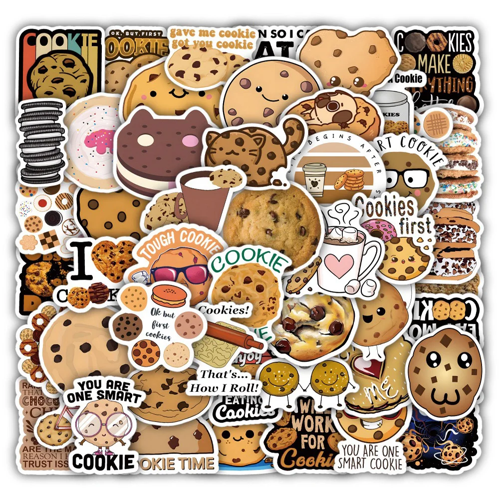 10/30/50PCS Cartoon Food Chocolate Chip Cookie Stickers DIY 