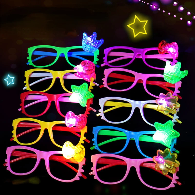 

24pcs Star Crown Cartoon Light up LED Glasses Frame Glowing Toys Party Favors Supplies Girls Kids Children Sunglasses