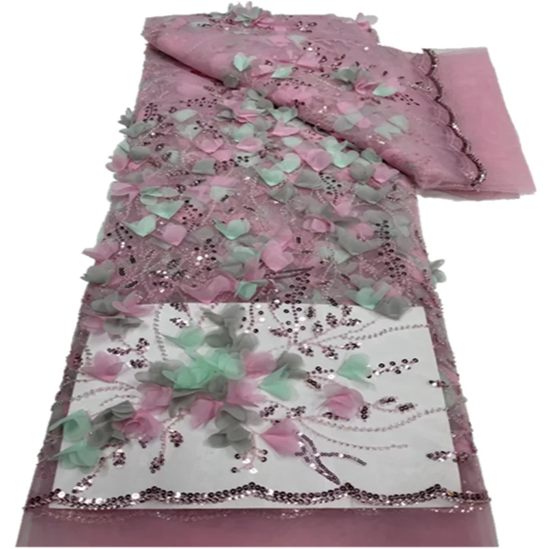 

African 3D Flower Lace Fabric 2022 High Quality Guipure Cord Lace Material Nigerian Lace Fabrics For Party Dress FYU126