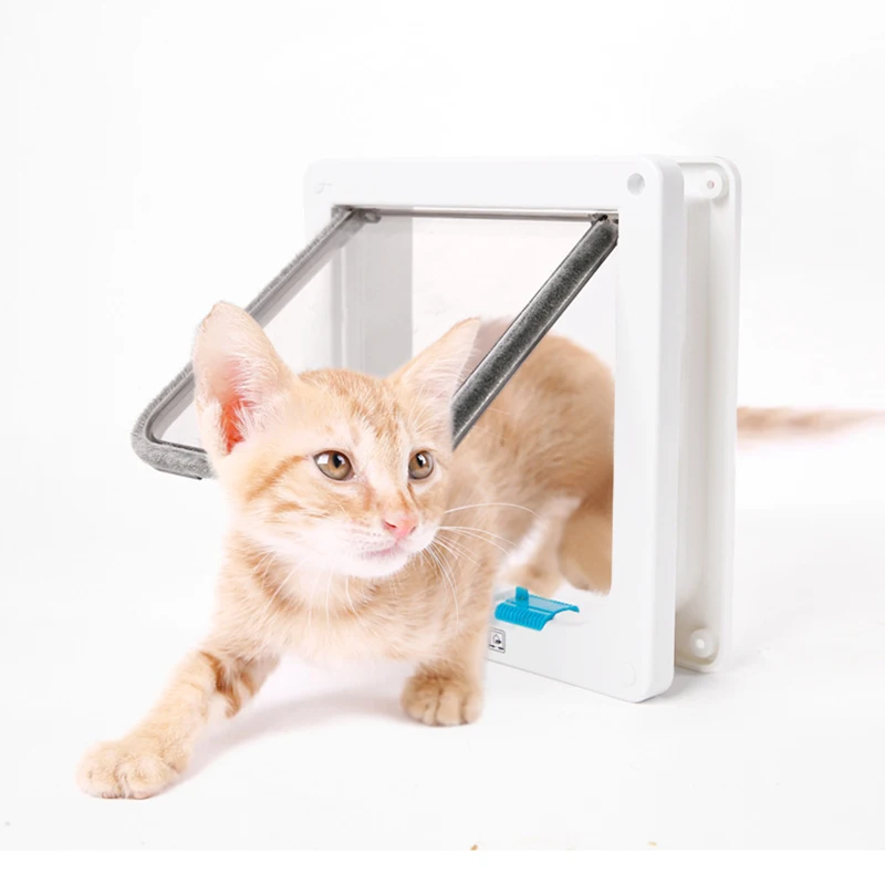 Cat Flap Door with 4 Way Lock Security for Dog Kitten Small Pet Gate Kit Puppy Safety S/M/L 5 Colors | Дом и сад