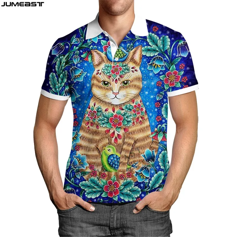 Jumeast Men Women 3D Sweatshirt Oversized Male Female Cartoon Creative Colorful Cats Polo T Shirt Hip Sport Pullover Tops Tees images - 6