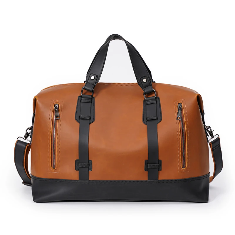 

High-end Quality PU Leather Business Travel Bags Vintage Style Crazy Horse Leather Travel Duffel Bag Portable Luggage Handbags