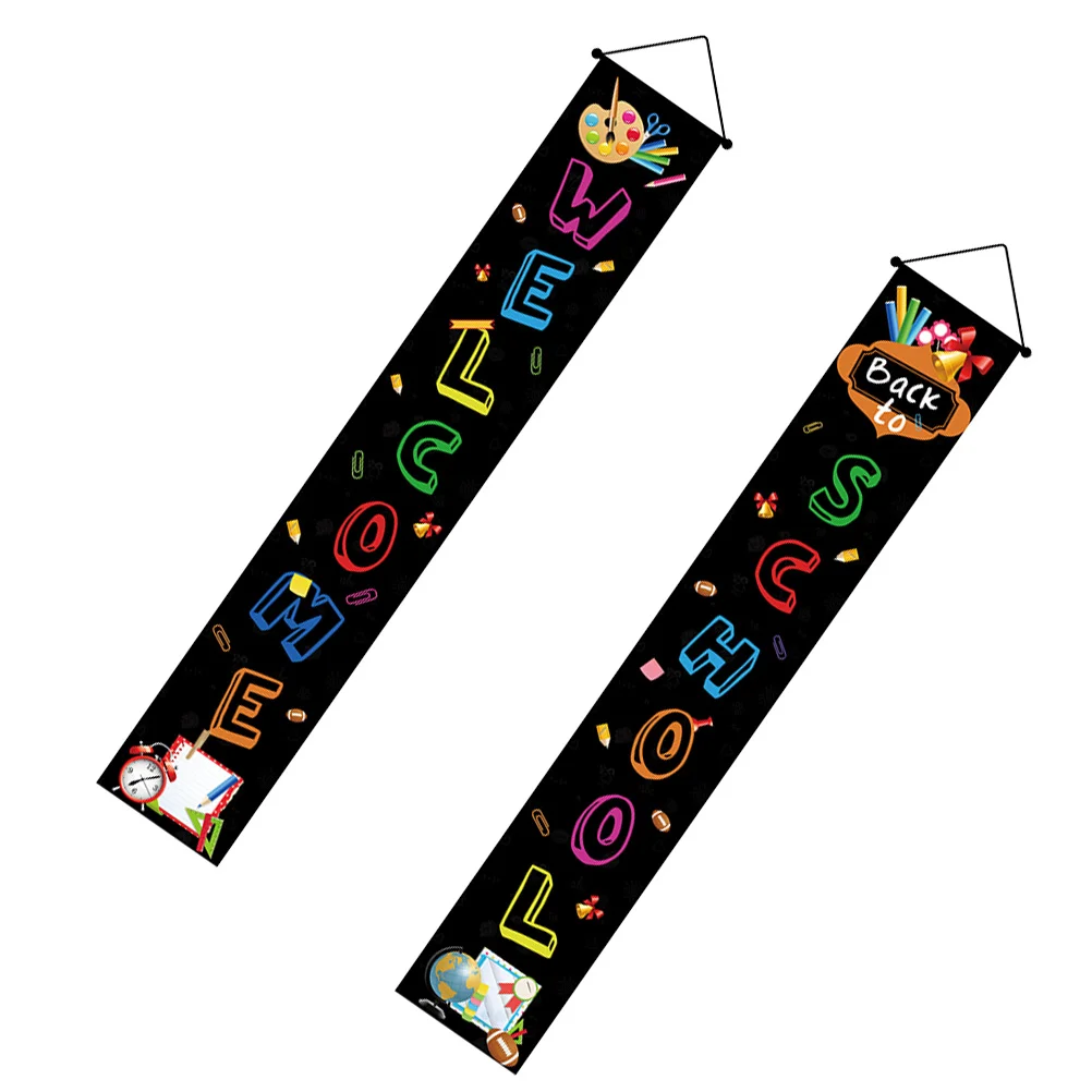 

School Doorback Welcome Bannercouplet Sign Curtain Classroom Decoration Kids Supplies Party Ornaments Day Flag Hanging