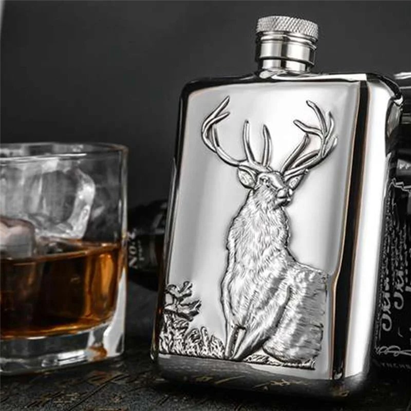 Фляга для вина из нержавеющей стали фляга на 6 унций с рисунком оленя карманная