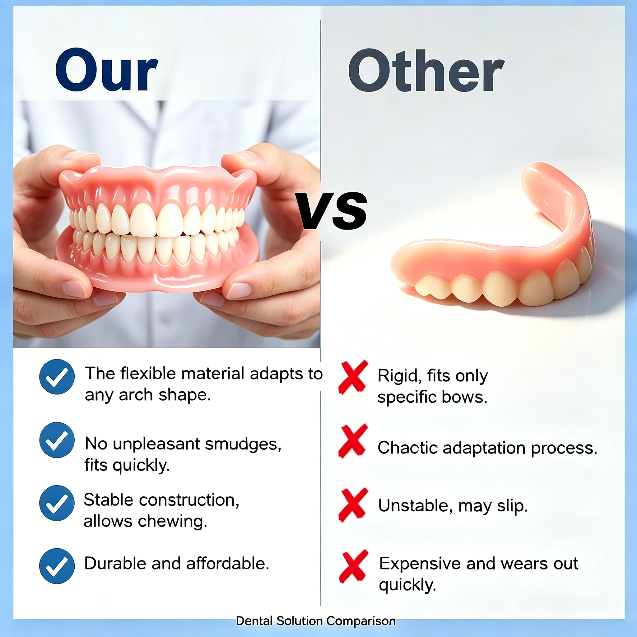 Фото Ограниченное количество: Зубные протезы ORALHOE Gel Fit из полимерной смолы, комфортные и долговечные искусственные зубы для замещения отсутствующих зубов, легко чистятся. №5