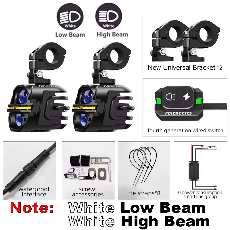 

FUTURE EYES X80-LED для YAMAHA NMAX 155, прожектор с кабелем, переключателем подсветки, солнцезащитный козырек для прицепа, вспомогательный свет