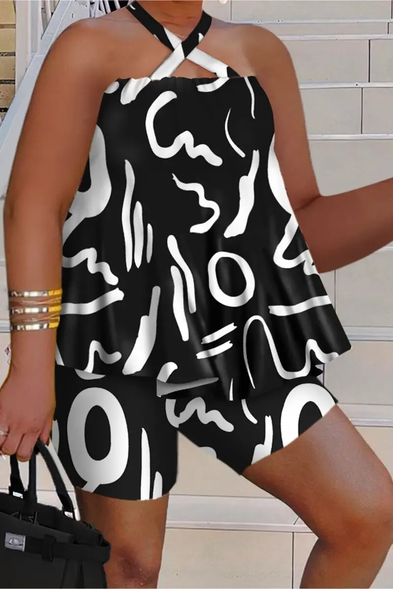 2023 Spring Women Set Plus Size Print Shirt Top And Short Pants Lady Casual Big Size Two Piece Set Female Fashion Tracksuit