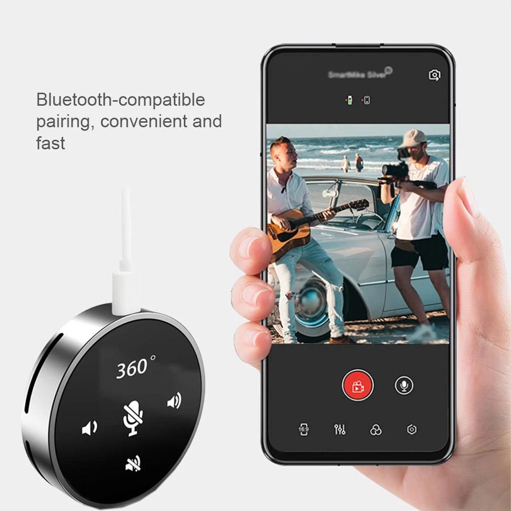 

Конденсаторный микрофон Bluetooth-совместимый высокочувствительный микрофон с шумоподавлением на 360 градусов устройство для записи