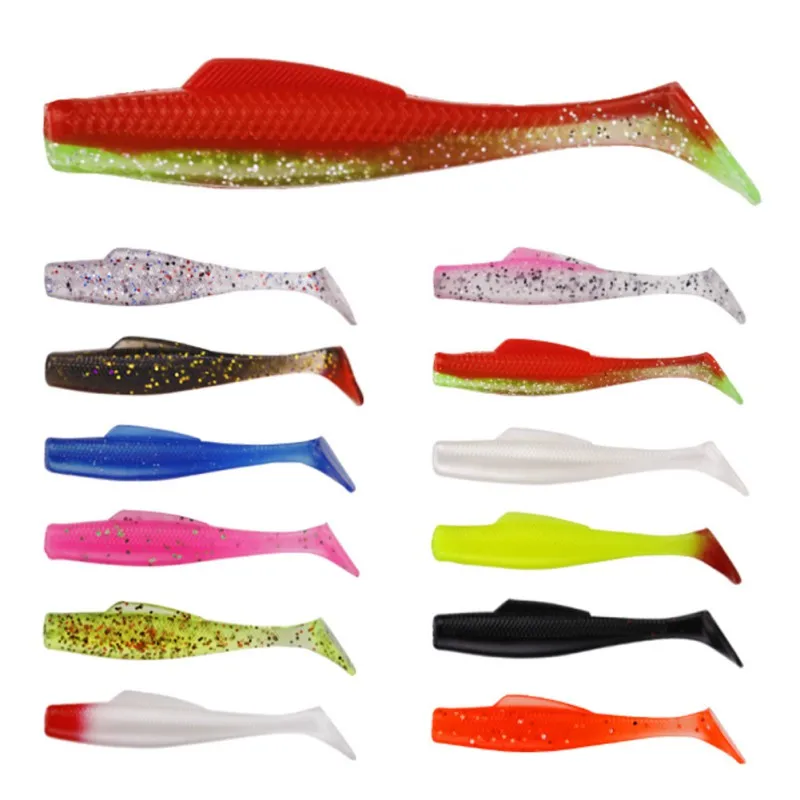 

6PCS/Lot Soft Lures Silicone Bait 85mm Jigging Wobblers Fishing Lure T-tail Aritificial Pike Fishing Tackle