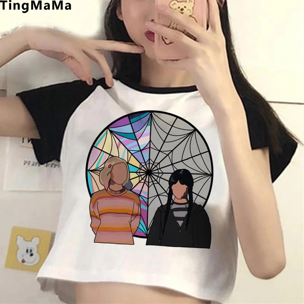 

i Hate Everything Wednesday Addams vintage 90s crop top girl Harajuku aesthetic korean fashion manga crop top