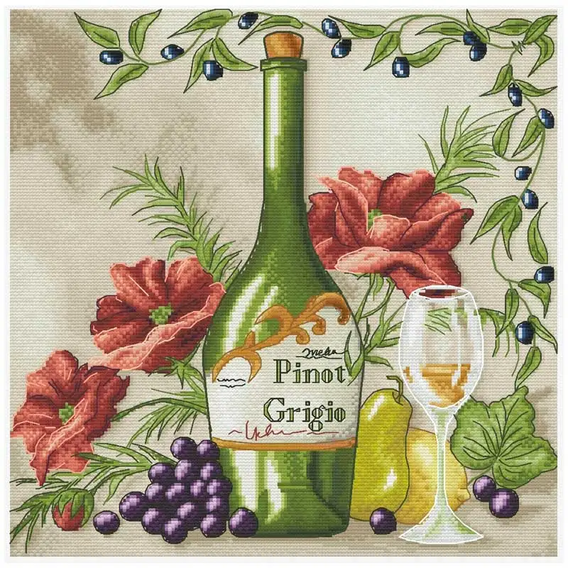 

Наборы для вышивки крестиком с изображением цветов и белого вина, наборы для вышивки крестиком 11CT 14CT 16CT 18CT, наборы для вышивки крестиком, подарки для вышивки