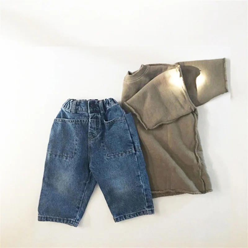 

2020 early autumn children's clothing new boys and girls fashion mid-waist front and rear large pockets Western-style jeans