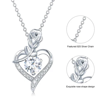 Flower Heart Shaped Moissanite Necklace - 925 Silver Jewelry 3