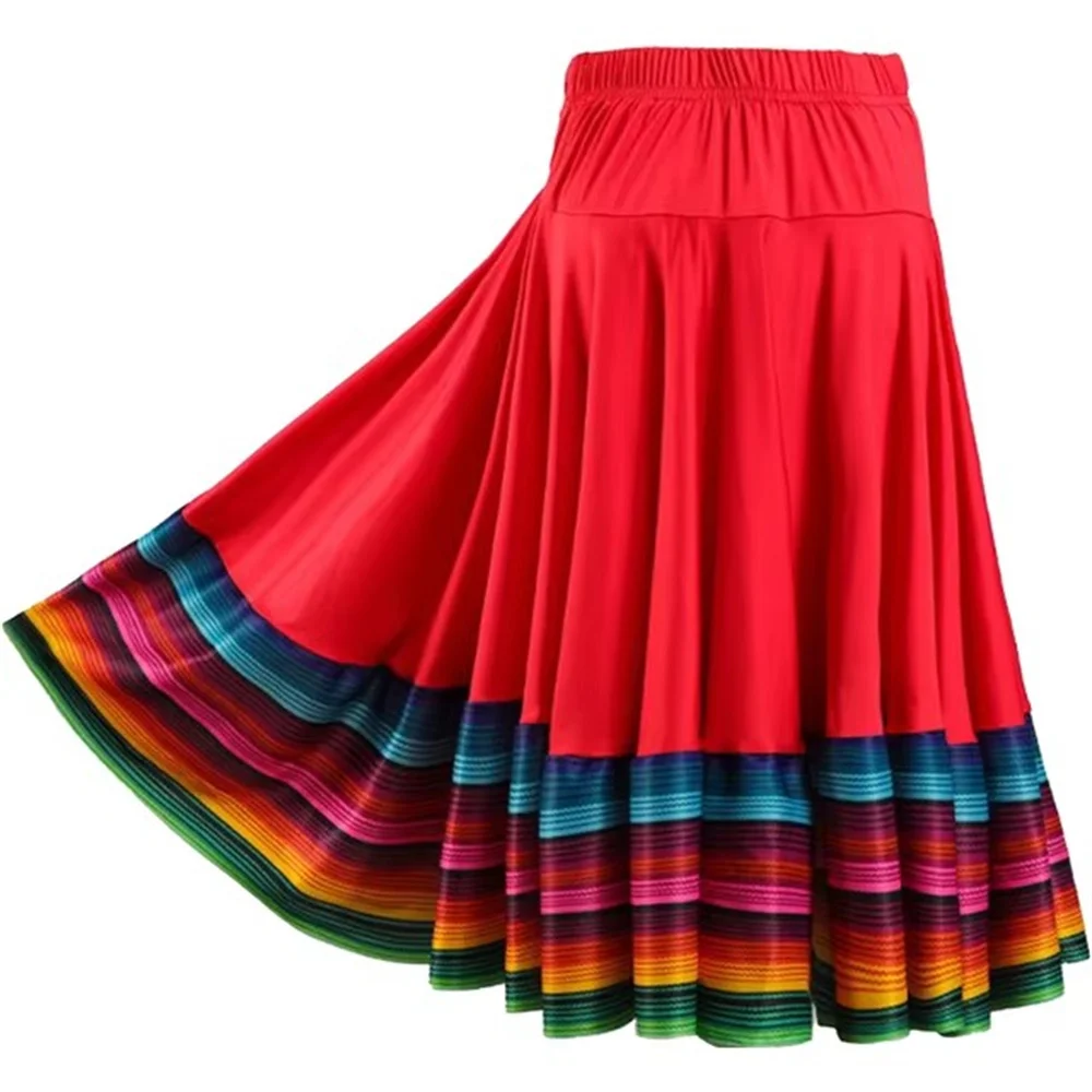 Фото 55-87 см женская юбка для танцев Folklorico, испанский фламенко, красочные длинные юбки с большими качелями, костюм для мексиканского народного танца №3