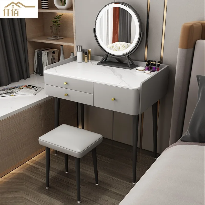 

Light Luxury Rock Plate Bedroom Dresser Contemporary Contracted Receive Store Content Ark Small Family Model Integrated Mirror