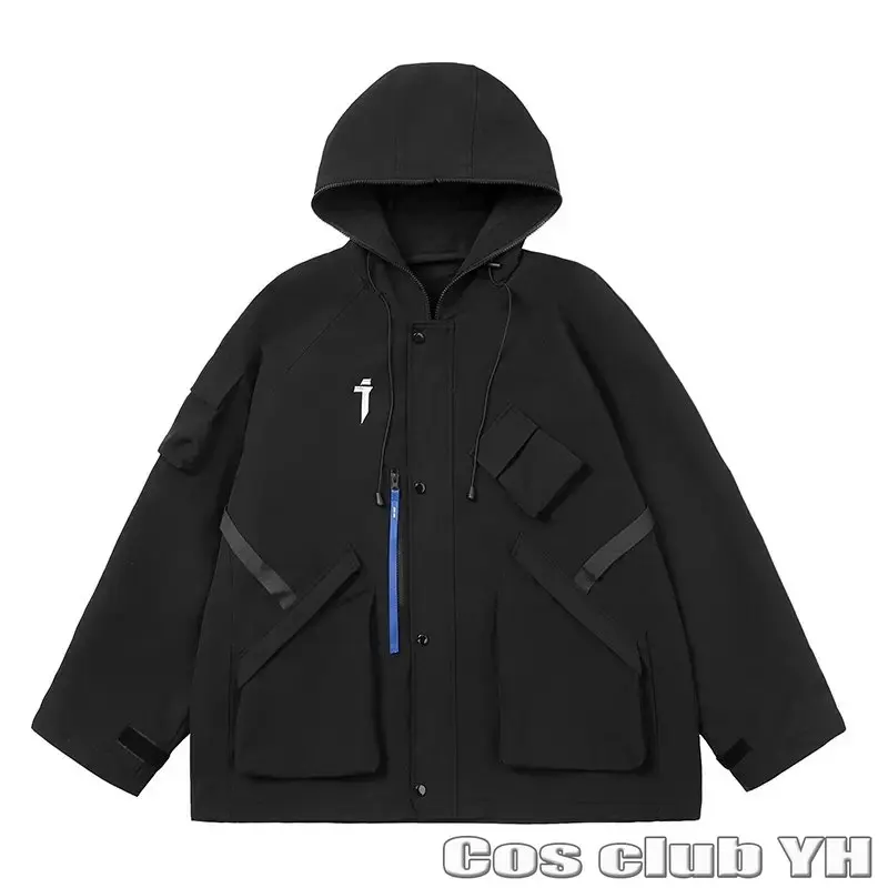 

Knight Gloves Punk Cos Autumn Winter Hooded Jacket Cool Punk Coat Cosplay Cold Light Mask HipHop Bar Disc Jockey Cyber HD Masks