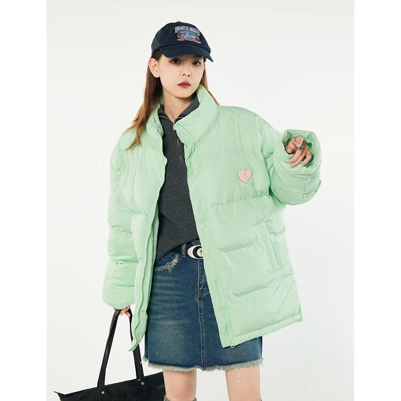 

Women Green Down Jacket Korean Fashion Stand Collar Coat Leisure Waterproof Thicken Warm Feather Duck Down Female Winter Outwear