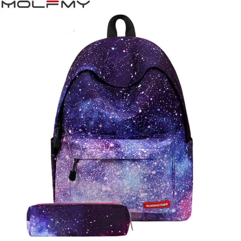 

2023 Women's Canvas Backpack Universe Starry Sky Backpack DIY Girls Student School Bags Large Capacity Female Backpack