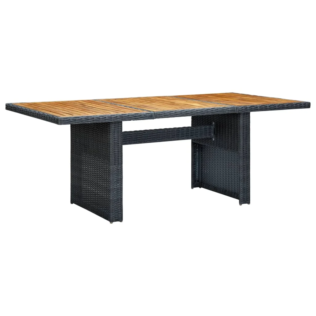 

Patio Outdoor Table Deck Outside Porch Furniture Balcony Home Decor Dark Gray Poly Rattan and Solid Acacia Wood