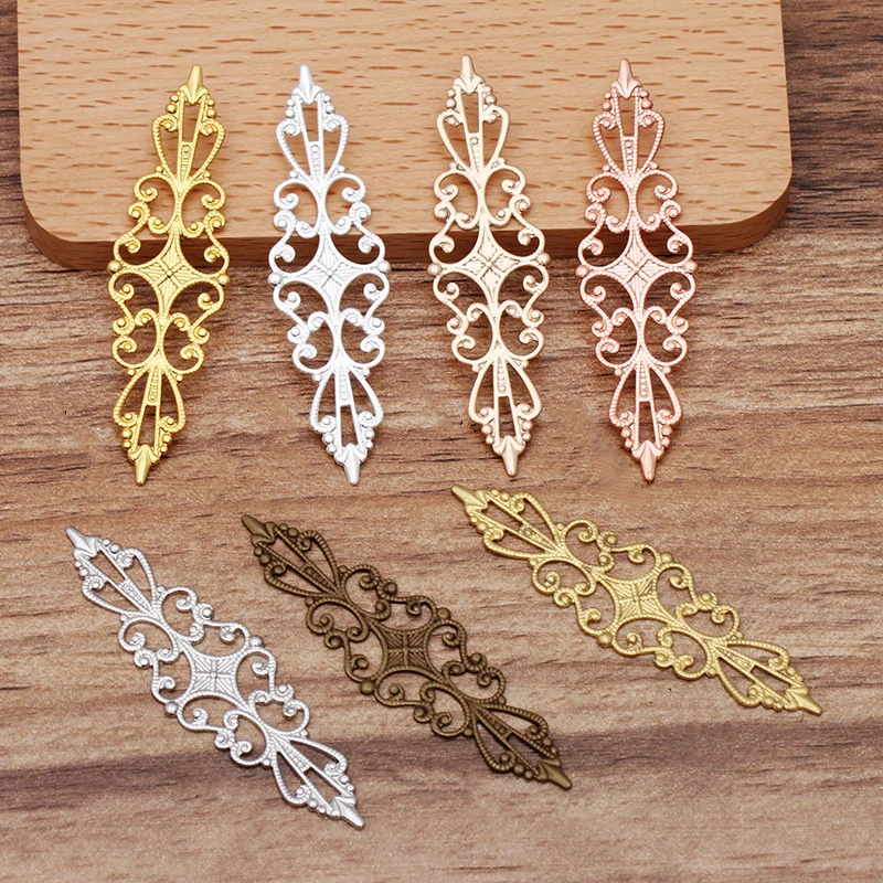 

50 PCS 15*57 mm Metal Copper Filigree Craft Flowers Ornaments Handmade DIY Jewelry Accessories