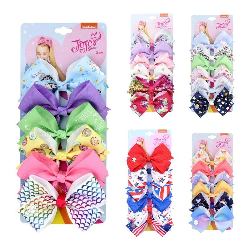 

6pcs/set JOJO Siwa Printed Rainbow Mermaid Unicorn Hair Bows Baby Girl Boutique JOJO Clip Hair Clip Hairgrips Hair Accessories