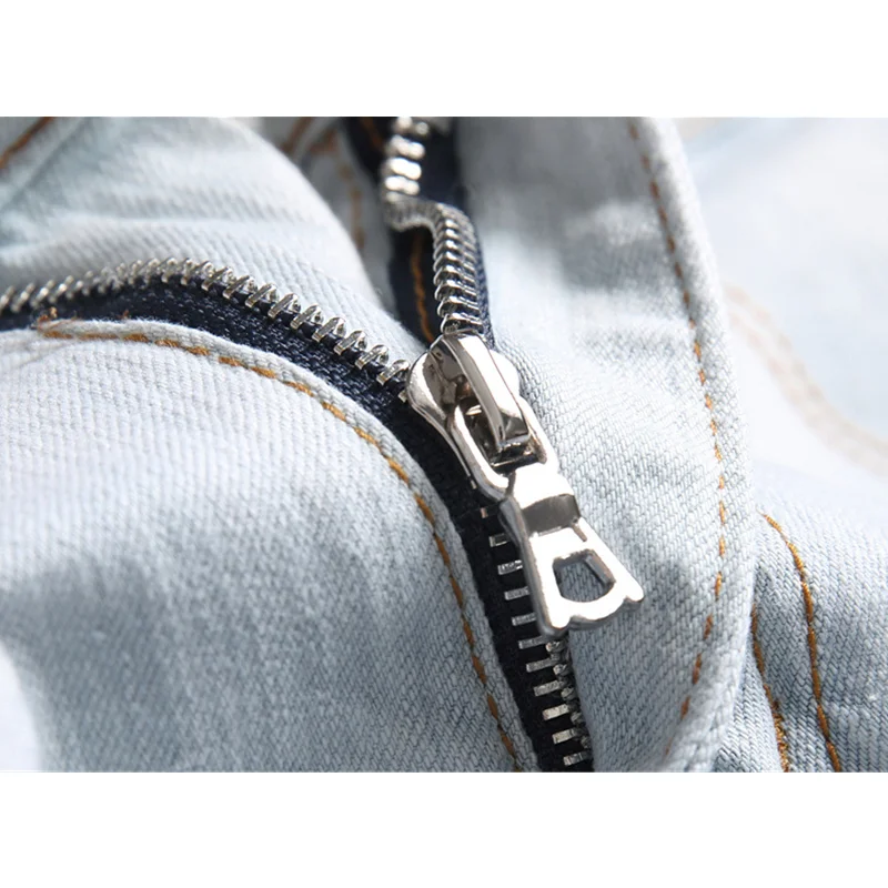 Streetwear Men Punk Vintage Blue Ripped Self-cultivation Jeans Elastic Force Printing and Dyeing Pencil Pants Female 2022 Autumn