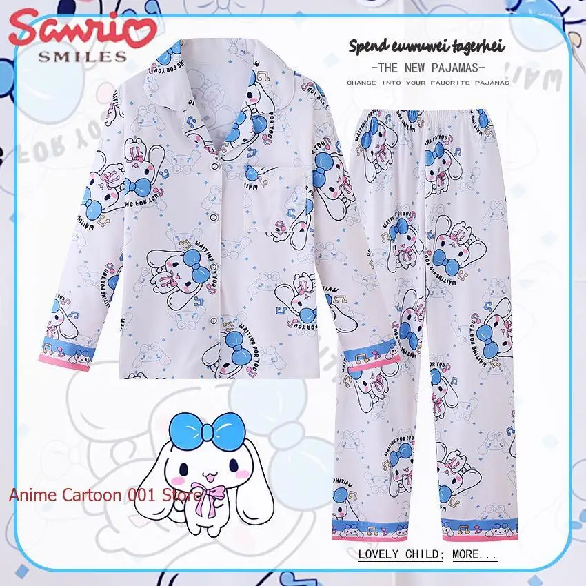 

Новый стиль Sanrio аниме Kuromi детская молочная Шелковая пижама теплые и влагопоглощающие брюки с длинными рукавами домашний комплект одежды