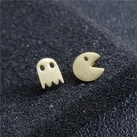 1 set of korean version of simple and fun eating peas earrings metal greedy snake cute ghost earrings womens jewelry