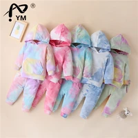 new 0 3y fashion toddler newborn baby girls clothes tie dye print hooded pocket sweatshirtpants 2pcs outfits baby tracksuit set