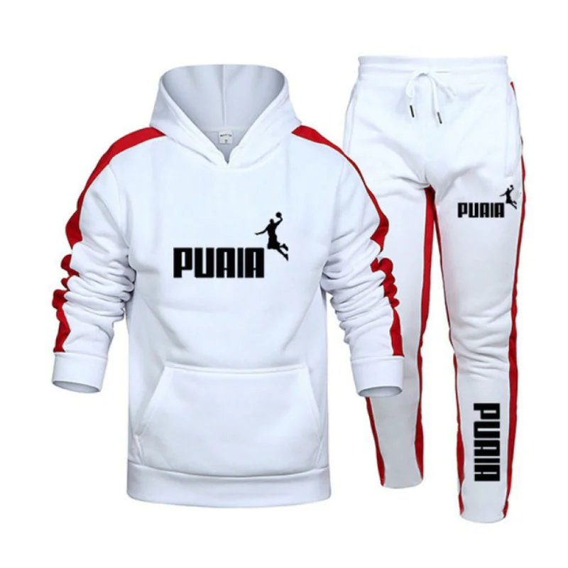 

Mens Tracksuit Hooded Sweatshirts and Jogger Pants High Quality Gym Outfits Autumn Winter Casual Sports Hoodie Set Streetwear