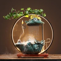 creative loop water fountain lucky feng shui decoration living room office desk surface panel atomization humidifier opening