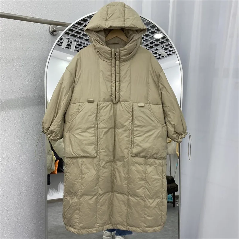 Hooded Hoodies Down Coat Autumn Winter Women Warm Thick Windproof White Duck Down Jacket Parkas Ladies Long Oversize Outwears