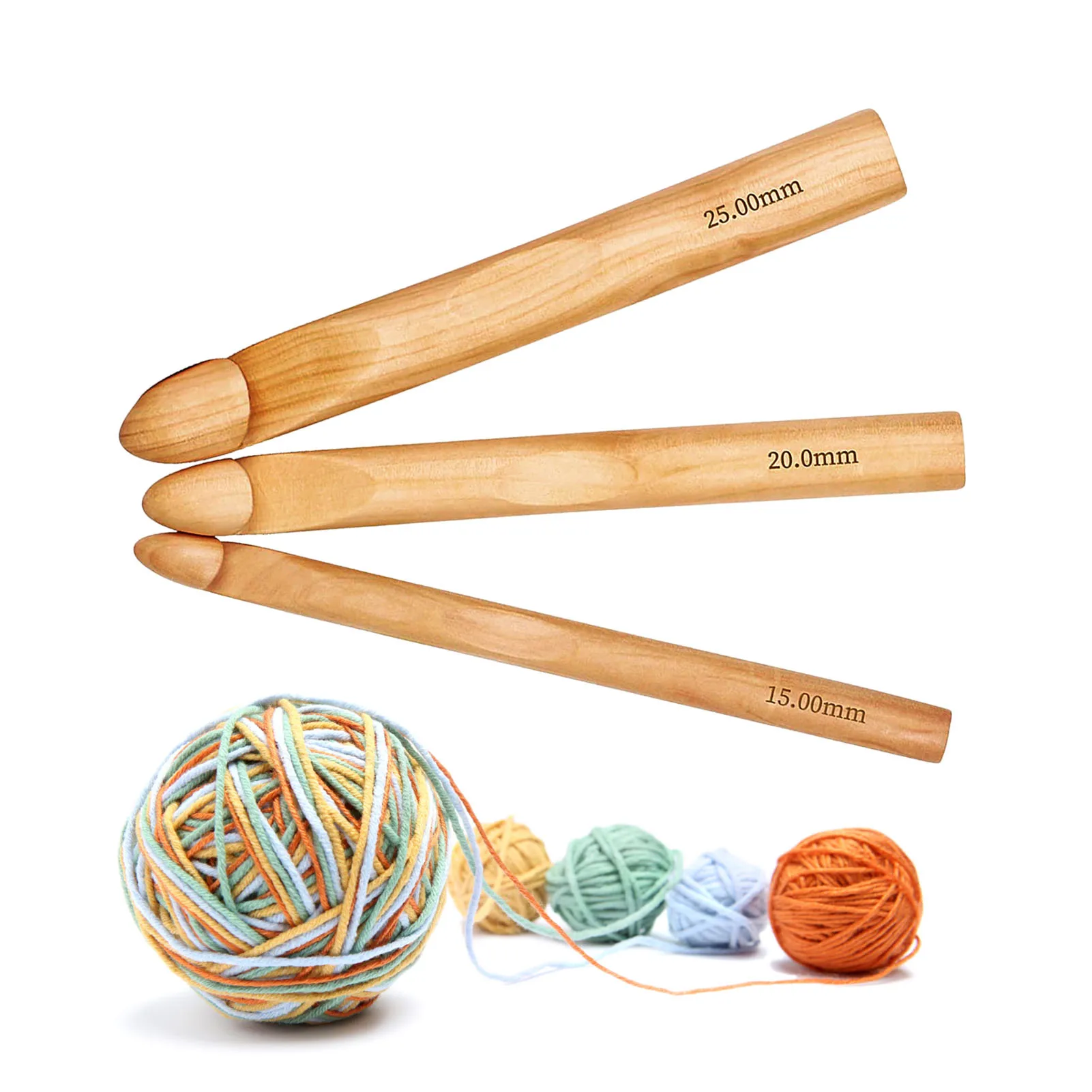 

Wooden Crochet Hooks 3Pcs Wood Crochet Hooks Set 3pcs Wooden Handle Crochet Hook Bamboo Crochet Needle For Yarn Knitting Crochet