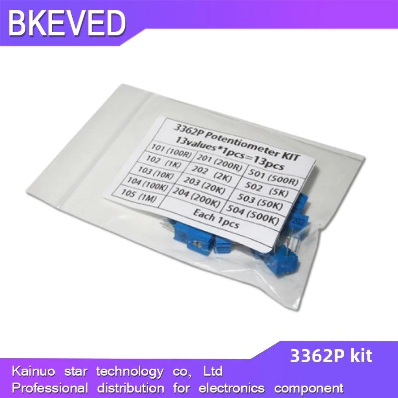 13 шт./лот 3362P Регулируемый потенциометр триммера значений 1K 2K 5K 10K 20K 50K 100K 200K 500K 1M Ом