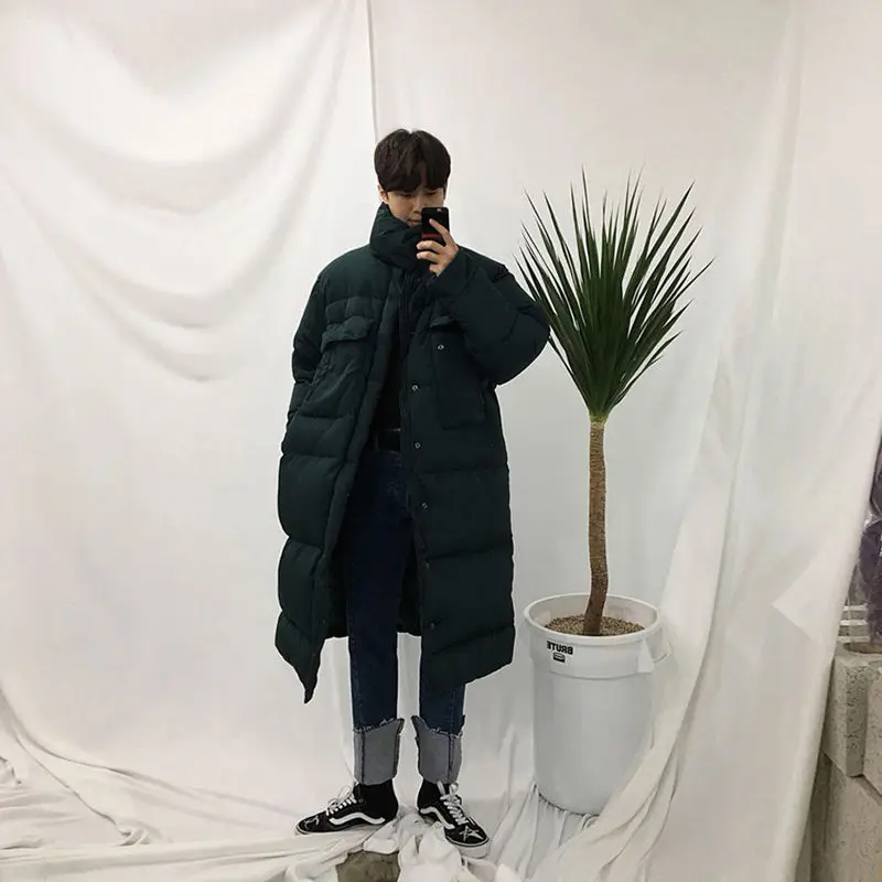 Winter Jacket Men Warm Fashion 4 Colors Casual Oversize Long Coat Men Korean Loose Thick Down Jacket Mens Overcoat M-3XL