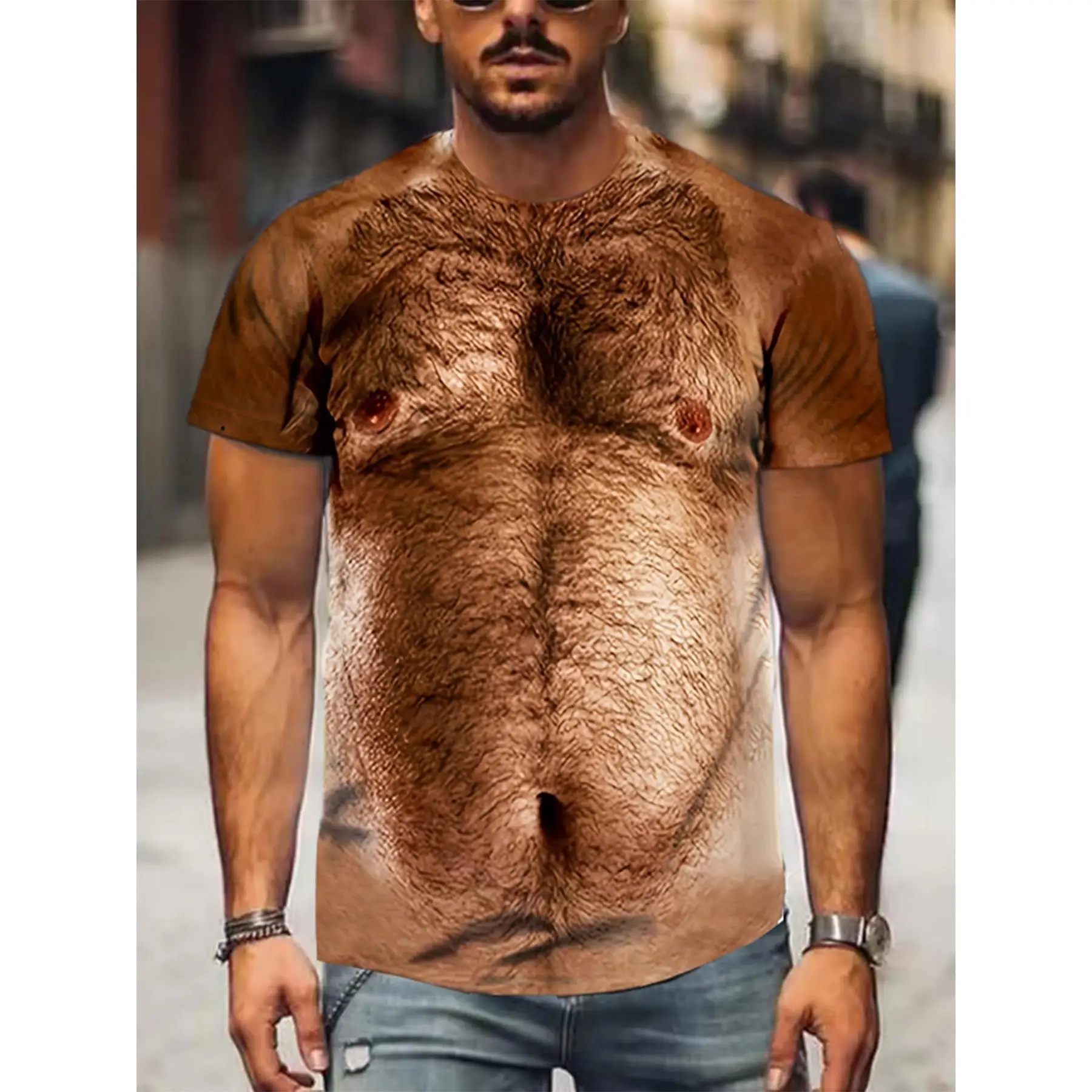 Мужская летняя футболка из полиэстера с 3D принтом