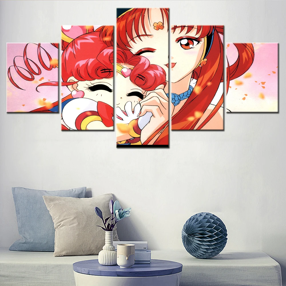 

Canvas Paintings Wall Art Frame Home Decor 5 Pieces Japan Anime Sailor Moon Girls Living Room HD Printing Posters Modern Picture