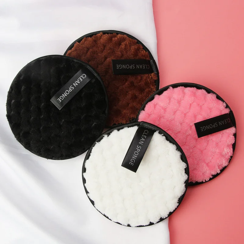 1pc Microfiber Makeup Remover Pads Round Reusable Washable Cotton Wipes Pads Face Cleaning Towel Powder Puff Make Up Eraser