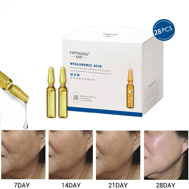 28 Days Skin Care Ampoules Intensive Care Hyaluronic Acid Concentrate Essence Liquid Petidide Face Needle Anti Aging Hydrating