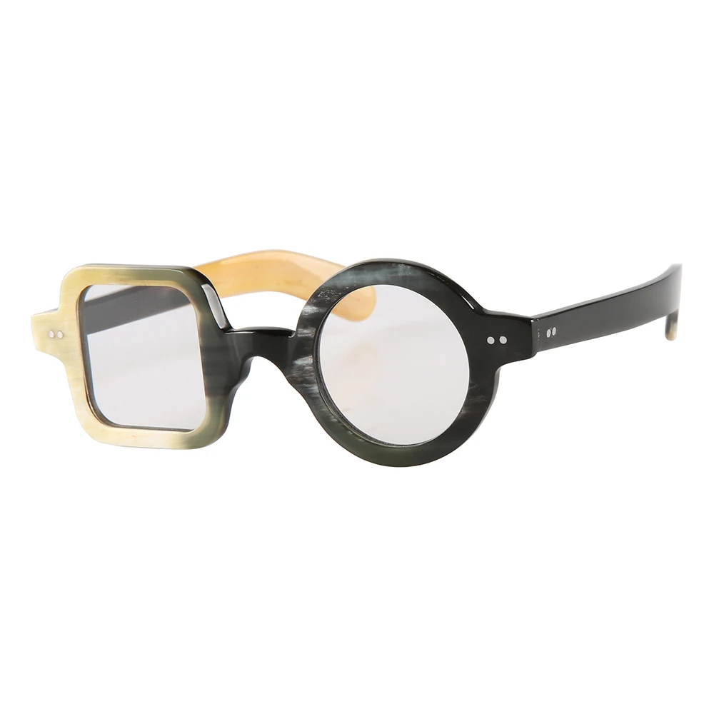 

Nilerun Brand Rivets Unique Handmade Round Square White Black Natural Buffalo Horn Eyewear Optical Glasses Eyeglasses Frame